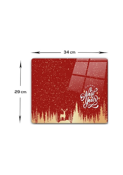 Decorita Cam Kesme Tahtası|Happy New Year KırmızıSilüet|29cmx34cm