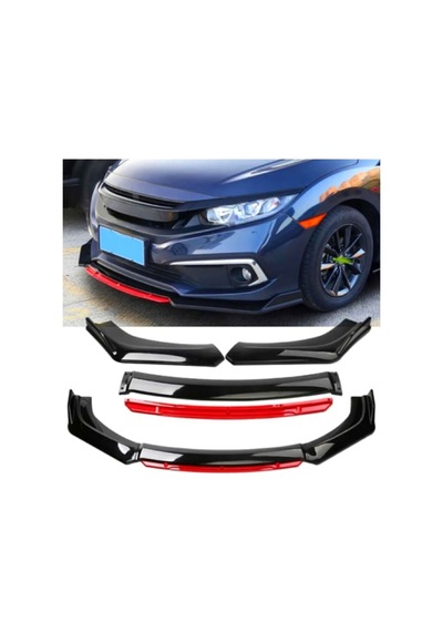 Opel İle Uyumlu Vectra 2002-2008 Ön Lip 4 Parça Kırmızı Tampon Eki
