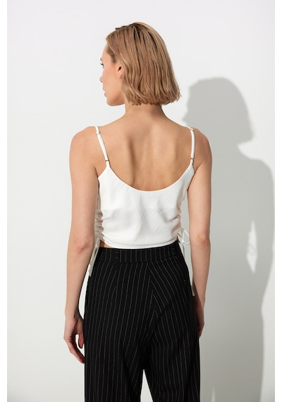 Sherin Beyaz Yanları Büzgülü Askılı Büstiyer SS23CT4735BE-BEYAZ