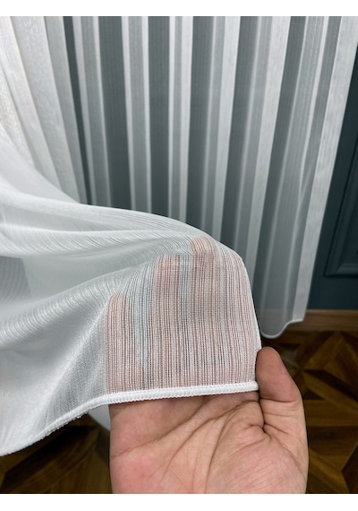 Evdepo Home Simli Tül Perde Krem