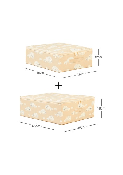 Ocean Home Textile 2'li Çocuk Odası Sevimli Balina Destekli Kutu Hurç Set 31 X 38 X 12 + 45 X 55 X 18 Cm Bej