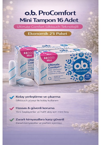 O.b. Procomfort Mini Tampon 16lı 2 Paket Ultimate Comfort Silktouch Teknolojili