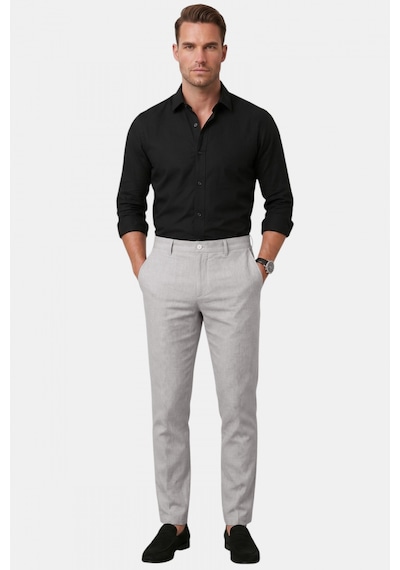Rizzup Taş Likralı Keten Dokulu Pamuklu Erkek Pantolon Nefes Alan Yazlık Modern Kesim 2600705