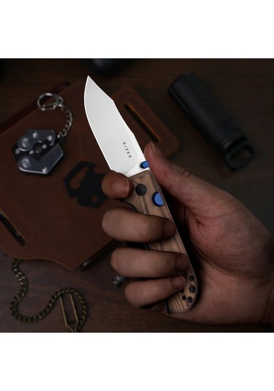 Kizer Nice Guy Clip Point Aeb-l + Satin Norplex Ultrex Micarta Kizerv 3011bca1 Kamp Çakısı Kum