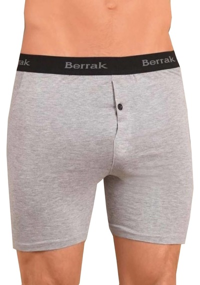 Berrak Erkek Gri Likralı Düğmel Boxer 4'lü Paket Gri