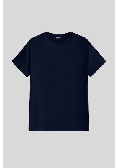 Genius Store Erkek %100 Pamuk Slim Fit Dar Kesim Bisiklet Yaka Basictişört Basıc-tshırt Lacivert