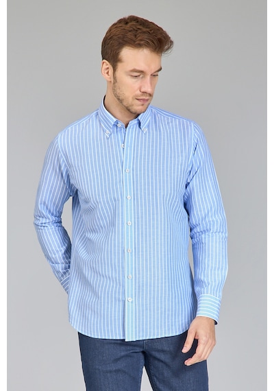 Bisse Regular Fit Uzun Kollu Mavi Erkek Gömlek Gmktn250002 D35 Mavi