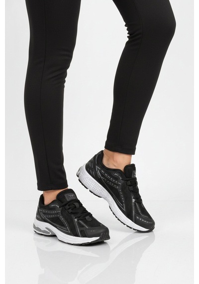 Walkway Siyah Beyaz Fileli Hafif Esnek Hafızalı Taban Unisex Spor Ayakkabı Ruth G Siyah - Beyaz