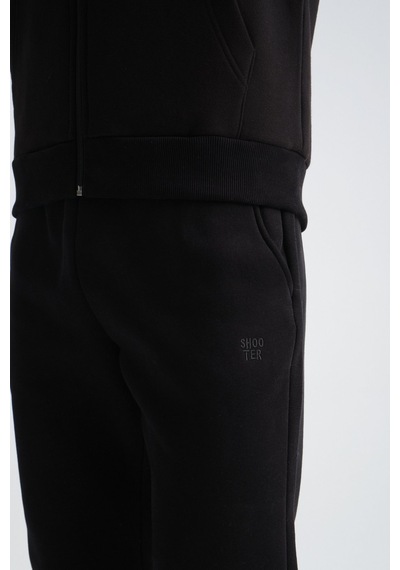 Shooter Sportswear Shooter Erkek Kışlık Eşofman Takımı Luxe Regular Kapüşonlu Siyah