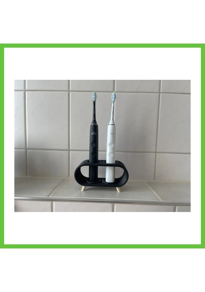 Bezos 3d Baskı Elektrikli Diş Fırçası Standı Çift Diş Fırçalık Ayaklı Modern Banyo Diş Fırçası Tutucu Siyah Dmc