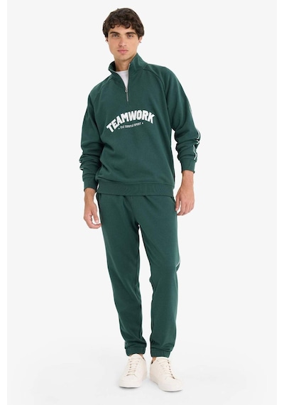 Defacto Boxy Fit Dik Yaka Fermuarlı Baskılı Sweatshirt F0115ax25augn536 Yeşil