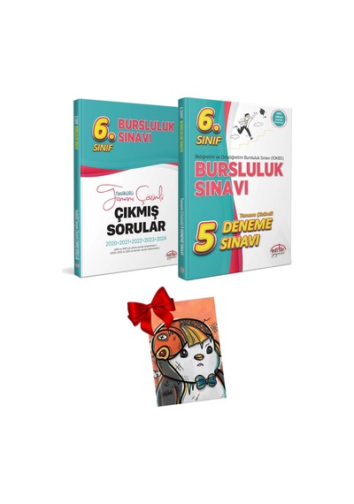 6. Sınıf Bursluluk Sınavı Çözümlü 5 Deneme Sınavı & Konu Anlatımlı Defter Hediyeli Set