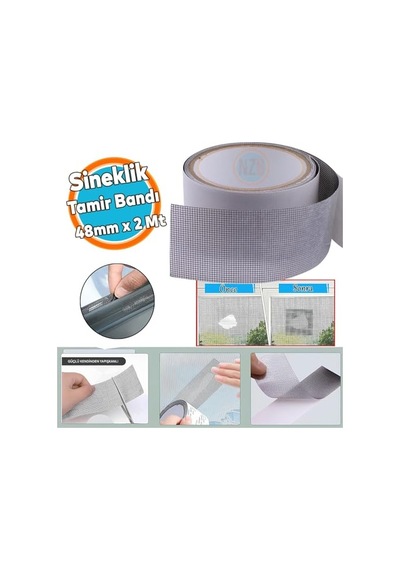 27kids Yapışkanlı Sineklik Tülü Tamir Bandı Yırtık Kopmuş Delik Fiber Tül Yapıştırma Gri 48 Mm X 2 Metre Açık Bej