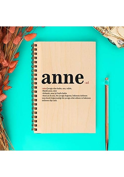 Anneler Günü Hediyesi Ahşap Kapaklı Defter