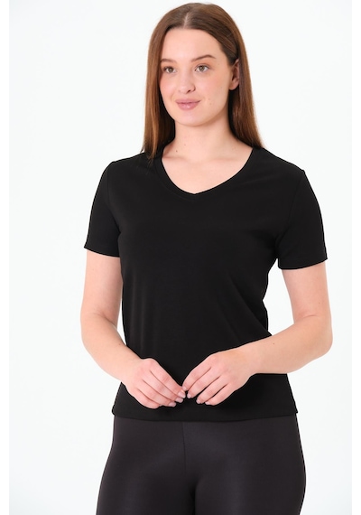 Sortie Collection V Yaka Premium Modal Kumaş Basic Tişört - Siyah