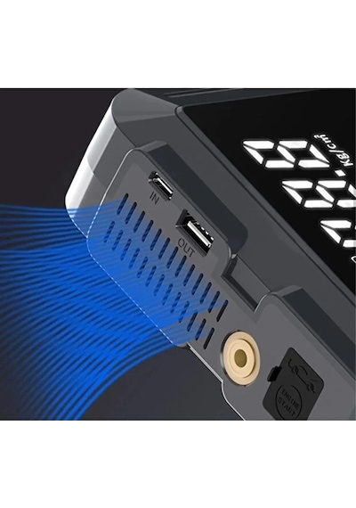 Vtn-605 Şarjlı 12.000 Mah Taşınabilir Çantalı Araç Akü Şarj Takviyeli Işıklı Hava Kompresörü
