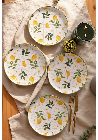 Keramika Lemon Nordic Pasta Tabağı 22 Cm 4 Adet 22090 Çok Renkli