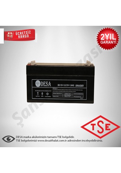 Tse Belgeli Desa 12 Volt 1.3A Akü -12V 1.3 Ah Bakimsiz Kuru Akü 383625013