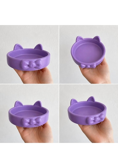 Papyon Model Beton Kedi Köpek Mama Ve Su Kabı 16 Cm Çap - Mor
