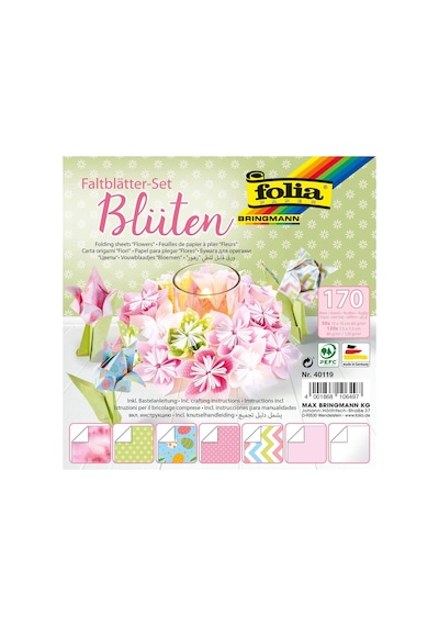 40119-2 Farklı Boyutta Katlanır Yaprak Seti, 15 X 15 Cm Formatında 50 Yaprak + 7,5 X 7,5 Cm Formatında 120 Yaprak, 7 Desen, Harika Katlanır Figürler, Çiçekler Ve Kelebekler İçin