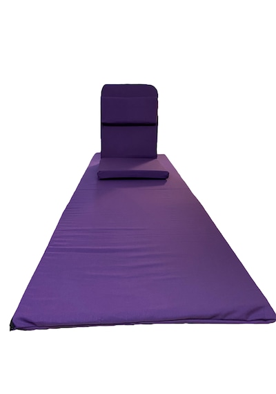 Backjack Meditasyon Sandalyesi Destekli Yer Minderi + 60x180 Kumaş Mat - Backjack 3xl Mat+backjack İkili Set Mor