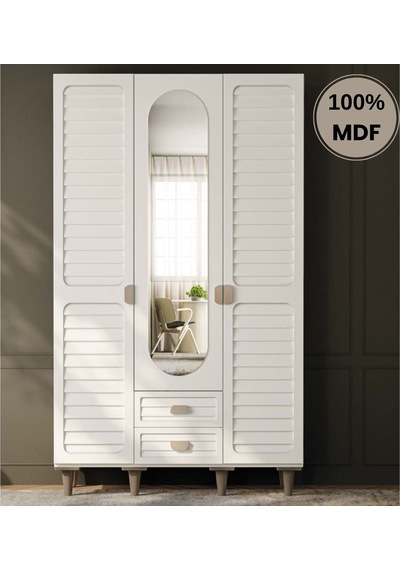 Lavanta 3 Kapak Mdf Ayaklı Tasarım Gardırop Aytaşı