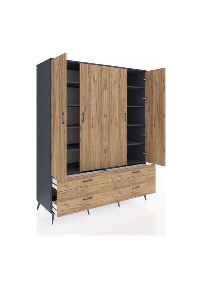 Kronos Gardrop 10 Raflı 4 Çekmeceli 4 Kapaklı 176x59x221 Antrasit-çam Çam Kronos Gardrop 10 Raflı 4 Çekmeceli 4 Kapaklı 176x59x221 Antrasit-çam Çam