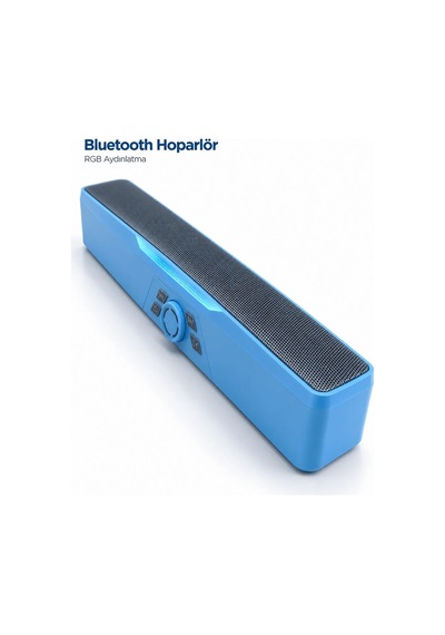 Ers Monitör Altı Kullanıma Uygun Rgb Işıklı Bluetooth Soundbar Hoparlör 1500 Mah Mavi