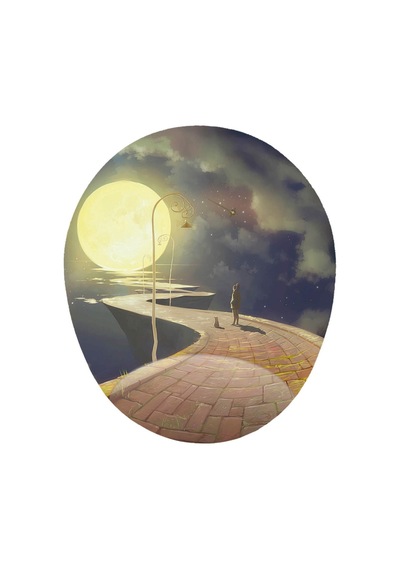 Ay Kedi Ve Kadın Görselli - Bilek Destekli Mousepad 20x23 Cm