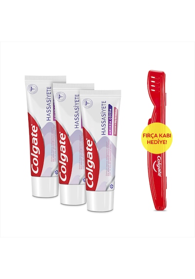 Colgate Hassasiyete Anında Çözüm Onarım ve Diş Eti Bakımı Diş Macunu 75 ML x 3 Adet + Fırça Kabı Hediye