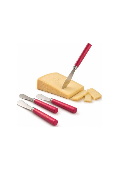 5 Parça Uzun Kahvaltı Bıçak - Kırmızı Mermer Desen Saplı 16.5 Cm 5570