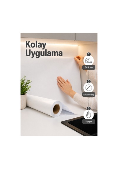Mat Beyaz 50x100 Yapışkanlı Folyo Mutfak Dolap Ve Mobilya Kaplama Folyosu
