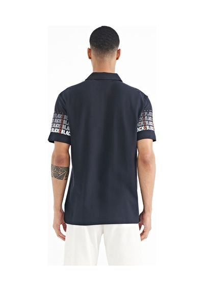 Tommylife Tommy Life Lacivert Kol Baskı Detaylı Polo Yaka Standart Form Erkek T-shirt - 88240 Lacivert