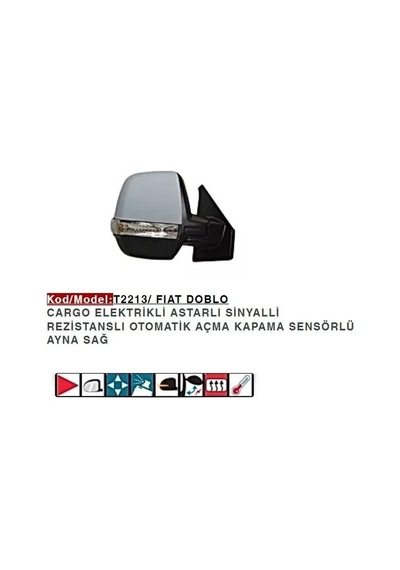 Dış Dikiz Aynası Sağ Elektrikli Katlanır Astarlı Sınyallı Doblo Cargo Çıft Camlı 1