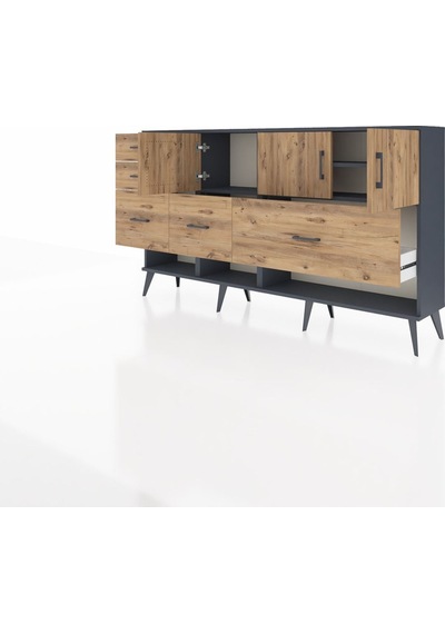 Arges Konsol 3 Raflı 5 Çekmeceli 3 Kapaklı 176x30x99 Antrasit-çam Atlas Çam - Antrasıt Arges Konsol 3 Raflı 5 Çekmeceli 3 Kapaklı 176x30x99 Antrasit-çam Atlas Çam - Antrasıt