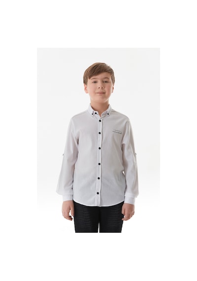 Fullamoda Kolu Katlamalı Erkek Çocuk Gömlek 25mcck7059129989-beyaz Beyaz