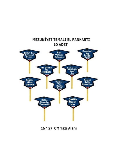 Ortaokul Mezuniyet El Pankartı 10 Adet 03