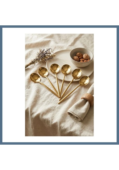 Buradabulabilirsin 6'lı Lüks Gold Paslanmaz Çelik Yemek Kaşığı Seti 21 Cm Bbz