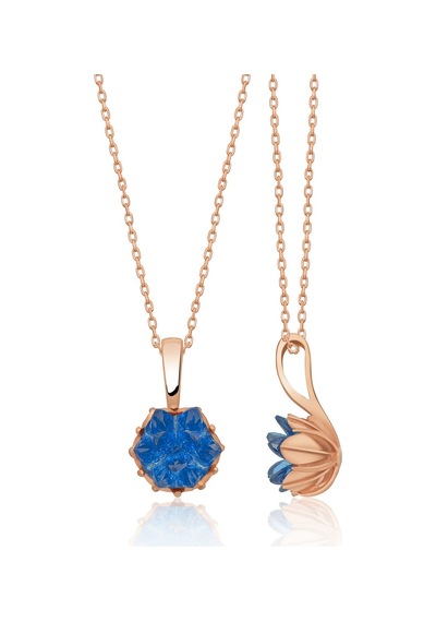 Papatya Silver Lotus Çiçeği Mavi Taşlı Kadın Kolyesi Uvps100544