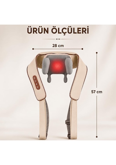 Isıtmalı, Ovmalı Ve Şarjlı Masaj Aleti - Boyun, Sırt, Omuz, Bacak Boyun Masaj Yastığı Krem