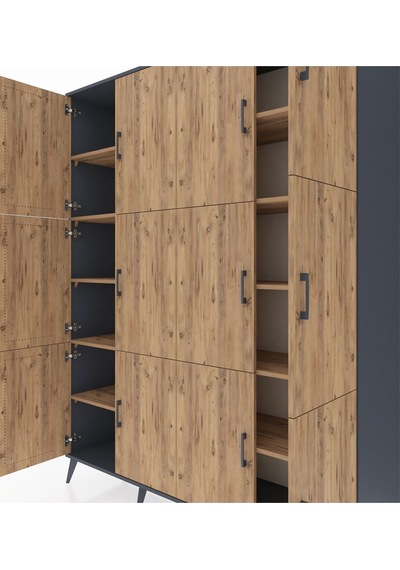 Hyperion Gardrop 10 Raflı 12 Kapaklı 176x44x221 Antrasit-çam Beyaz Hyperion Gardrop 10 Raflı 12 Kapaklı 176x44x221 Antrasit-çam Beyaz