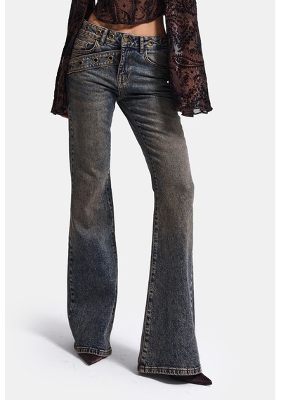 Kadın Tint 4w6-9 Flare Fit Komfort Kumaş Tasarım Denim Jean Kırmızı
