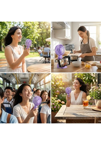 Jasmine Glow 3 Kademeli Masaüstü Ve El Fanı Telefon Tutuculu, 3 Farklı Değiştirilebilir Halka Tas