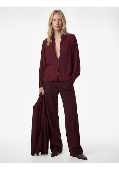 Koton Regular Fit Klasik Yaka Düğmeli Uzun Kollu Gömlek Bordo 6sak60235uw Bordo