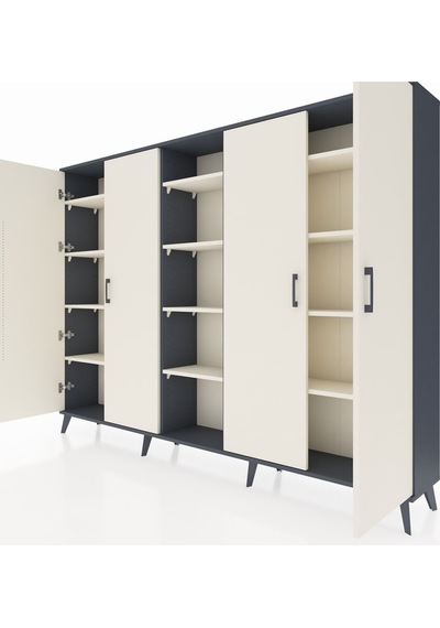 Arges Dolap 12 Raflı 4 Kapaklı 220x30x163 Antrasit-aytaşı Aytası - Antrasıt