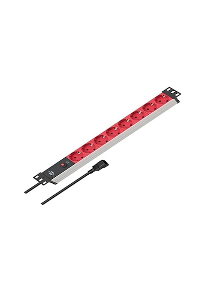 Brennenstuhl Alu-line Serisi 19" Server Kasası Uyumlu Uzatma Kablosu 8 Soketli 2 Metre 10 Amper Devre Kesicili Dişi Priz