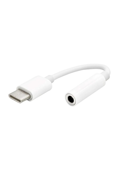 Type-c To 3.5 Mm Kulaklık Dönüştürücü Ses Kablosu, Aux Ve Hoparlör Adaptörü Beyaz