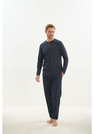 Sevim Erkek Uzun Kol Lacivert Pijama Takım C6t2n5o9 001