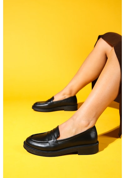 Luvishoes Luvi Shoes Pline Siyah Cilt Hakiki Deri Kadın Loafer Ayakkabı Siyah Luvishoes Luvi Shoes Pline Siyah Cilt Hakiki Deri Kadın Loafer Ayakkabı Siyah