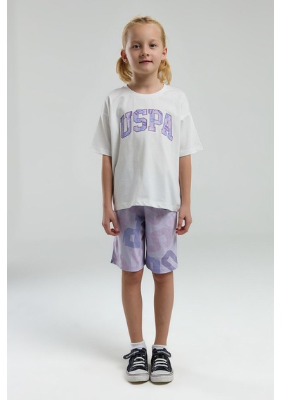 U.S. Polo Assn. Kız Çocuk Bermuda Takım Us2084 Beyaz